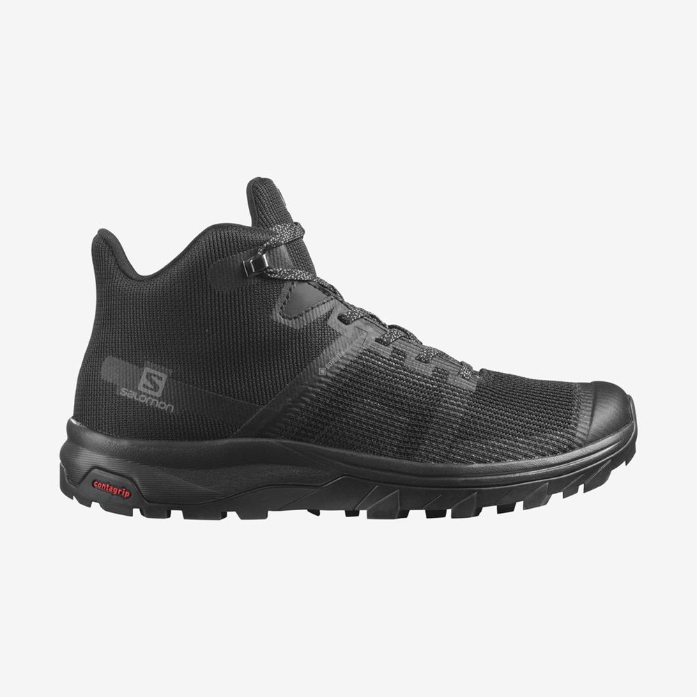 Salomon Israel OUTLINE PRISM MID GTX - Womens Hiking Shoes - Black (FVDO-85329)